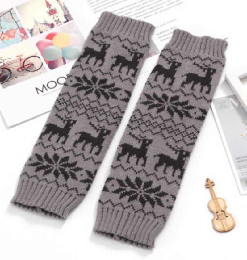 Winter Long Leg Warmers Womens Bohemian Thermal Wool Knitted Boot Toppers Socks